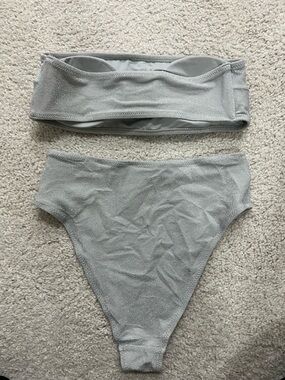 H&M Metallic Light Gray Bandeau Bikini